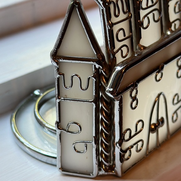 Vintage Stained Glass Mini Church Tea Light Candle Holder - Picture 4 of 7